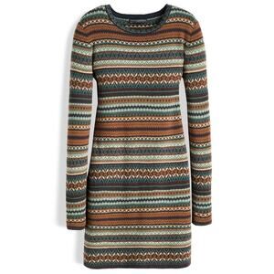 Peruvian Connection Zenima Sweater Dress Womens XL Fair Isle Espresso Multicolor